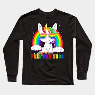 Free Mom Hugs LGBT Mom Mama Unicorn Long Sleeve T-Shirt